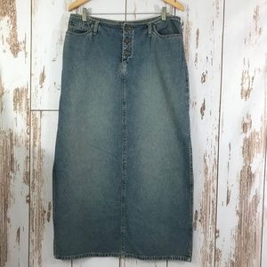 Aeropostale Button Fly Long Denim Skirt Sz 11/12